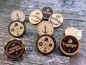 Preview: Maritime runde Holz Ohrstecker Button beige Anker